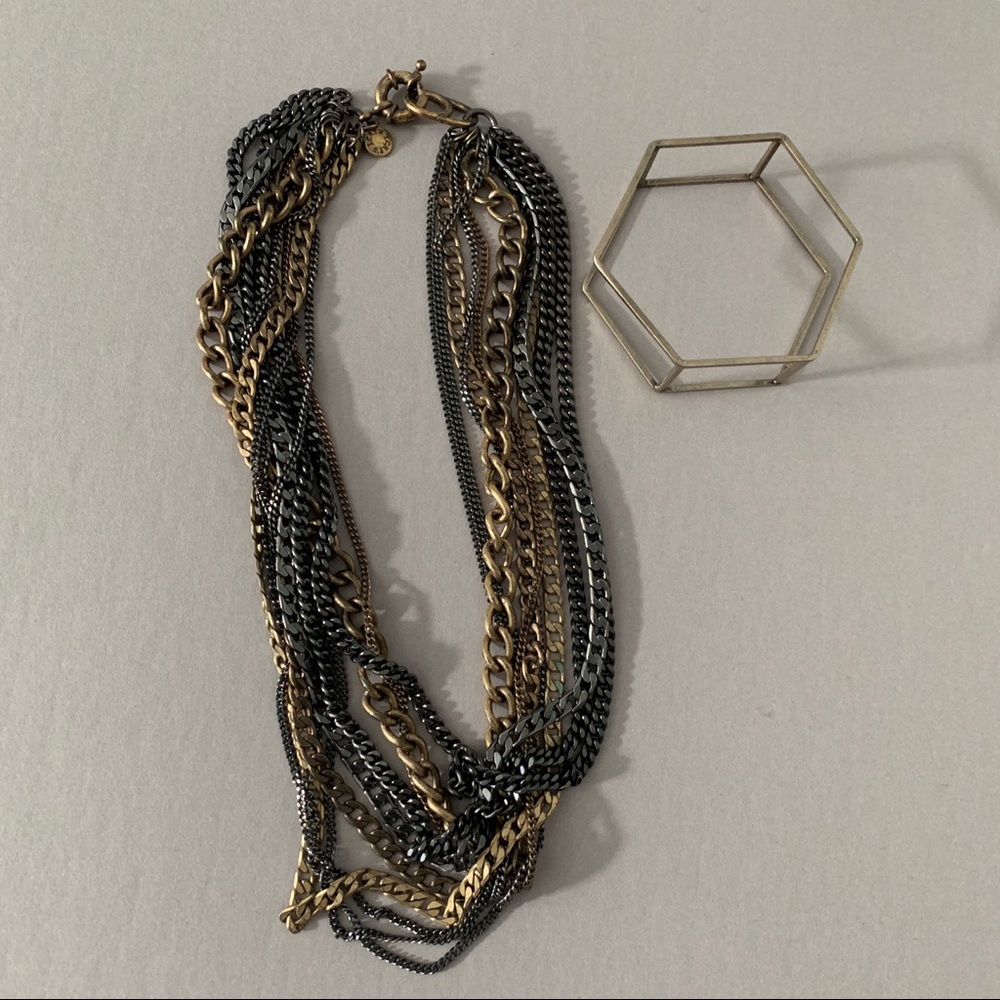 Bundle of Jcrew necklace and hexagon bracelet
